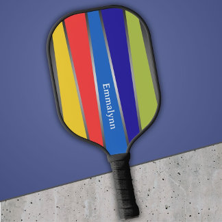 Retro Stripes Five Colour Colourful Pickleball Paddle