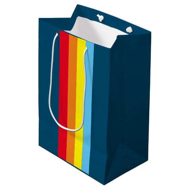 Retro Stripes Gift Bag (Navy Blue Multi) (Front Angled)