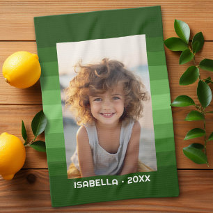 Retro Stripes - Green - Simple Photo Tea Towel