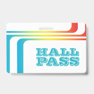 retro stripes hall pass for teachers lanyard badge ID badge