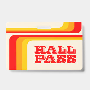 retro stripes hall pass for teachers lanyard badge ID badge
