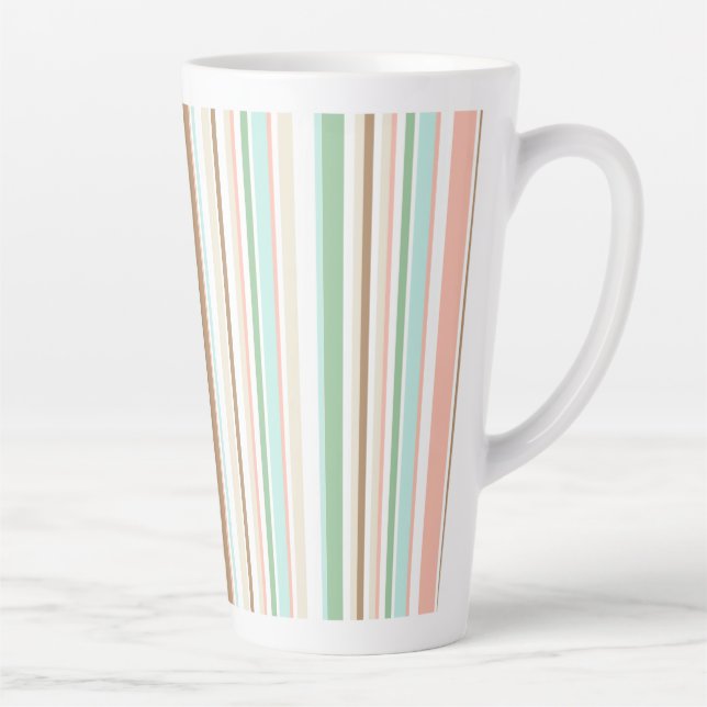 Retro stripes in pastel colours latte mug (Right)