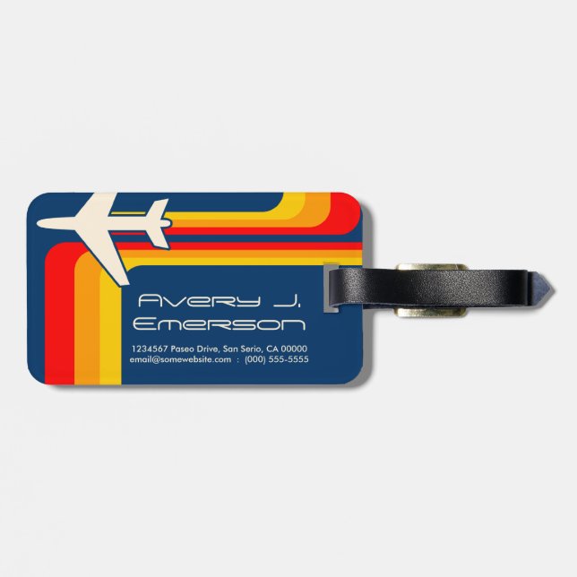 retro stripes luggage tag (Back Horizontal)