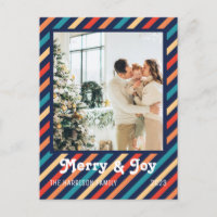 Retro Stripes Merry & Joy Family Photo