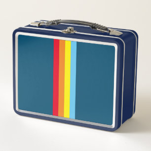 Retro Stripes Metal Lunchbox (Navy Blue Multi)