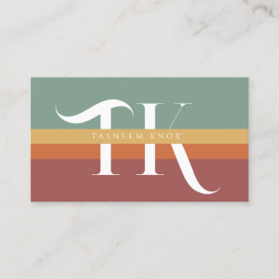 Retro Stripes Monogram Business Card