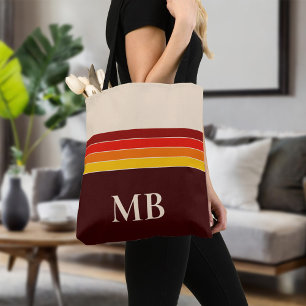 Retro Stripes Monogram Tote Bag