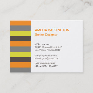 Retro stripes orange creative professional large business card