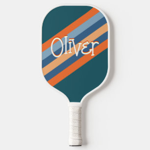 Retro Stripes Pattern Personalised Name Pickleball Paddle