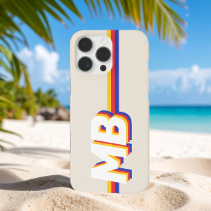 Retro Stripes Personalised Initial Monogram iPhone 16 Pro Max Case