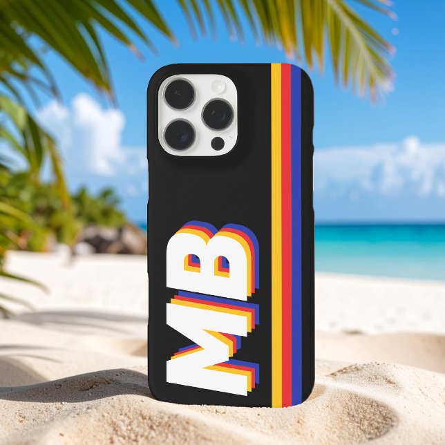 Retro Stripes Personalised Initial Monogram Case-Mate iPhone Case (Creator Uploaded)