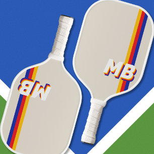 Retro Stripes Personalised Initial Monogram Pickleball Paddle