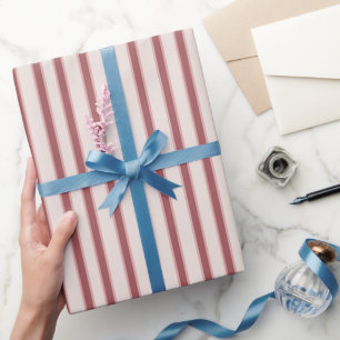 Retro Stripes Pink Burgundy Y2K Style Wrapping Paper