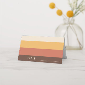 Retro Stripes Seventies Cream Beige 60s 70s Place Card