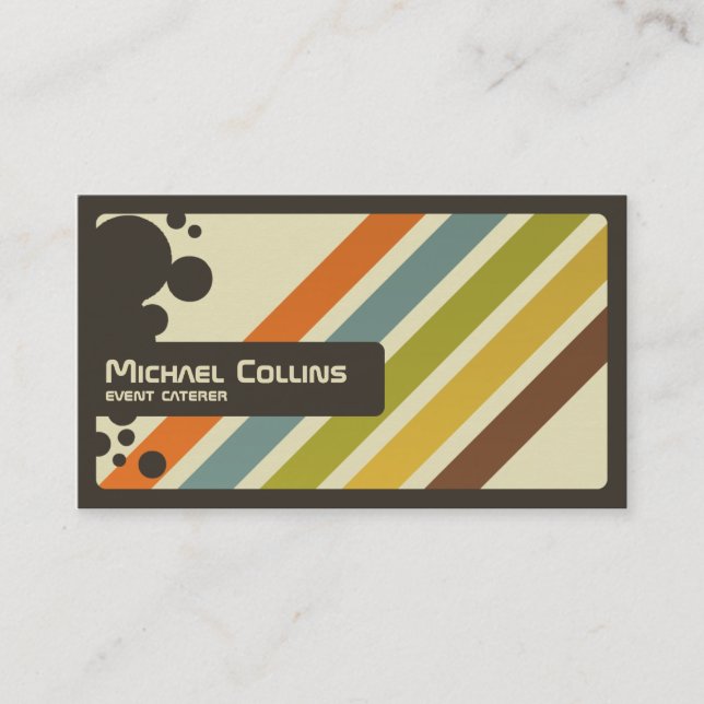Retro Stripes - Style 2 Business Card (Front)