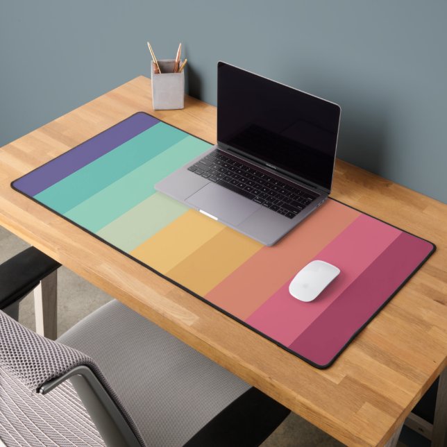 Retro Stripes Stylish Lines Striped 70s 80s Design Desk Mat (Office 2)