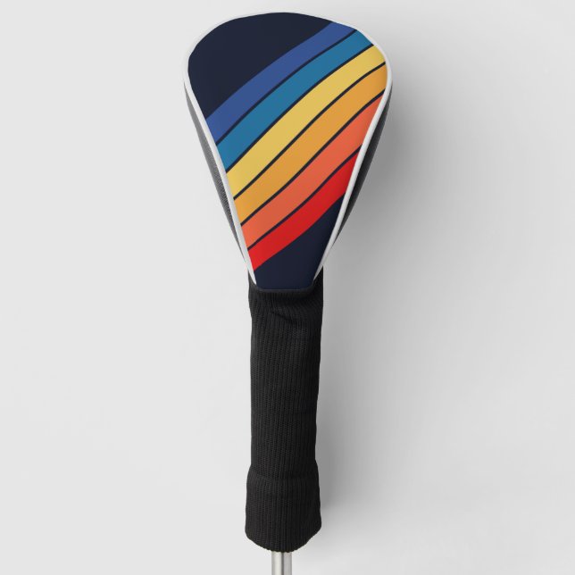 Retro Stripes Stylish Lines Striped 70s 80s Design Golf Head Cover (Front)