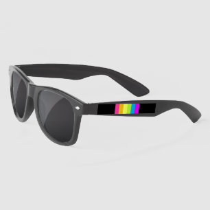 Retro Stripes Sunglasses (Black & Neon Multi)