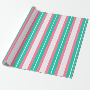 Retro Stripes - Teal Pink Wrapping Paper