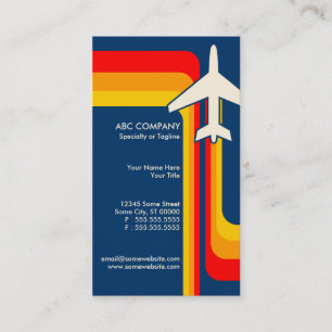 retro stripes travel business card