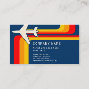 retro stripes travel business card
