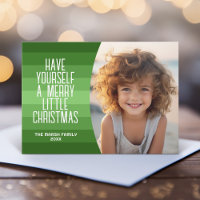 Retro Stripes with Curved Photo - Christmas Green