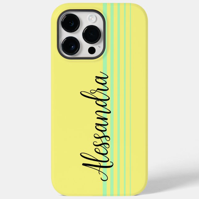 Retro Stripes Yellow and teal Case-Mate iPhone Case (Back)