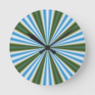 Retro Stripey Sun Burst Abstract Art Round Clock