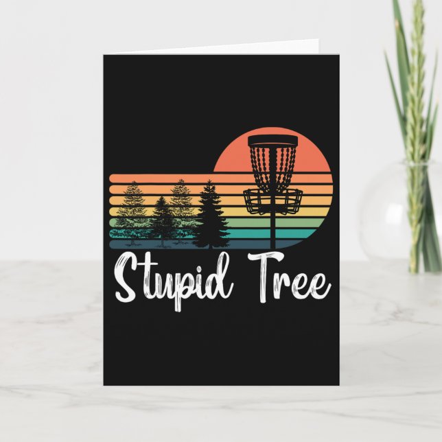 Retro Stupid Tree Disc Golf Players Funny Frisbee  Card (Front)