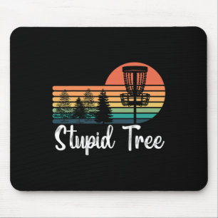 Retro Stupid Tree Disc Golf Players Funny Frisbee  Mouse Pad