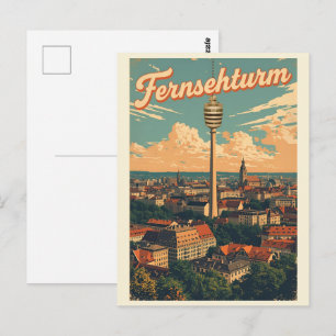 Retro Stuttgart TV Tower Fernsehturm german gift Postcard