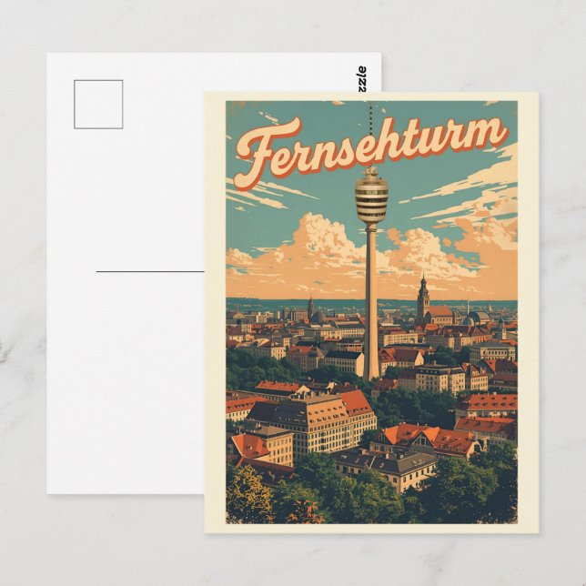 Retro Stuttgart TV Tower Fernsehturm german gift Postcard (Front/Back)