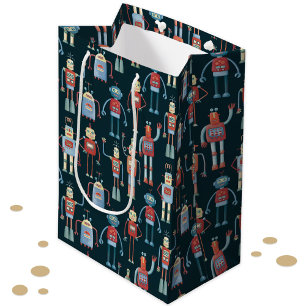 Retro Style 1950s Vintage Robots Medium Gift Bag
