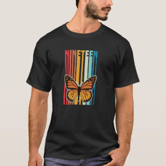 Retro Style 19 Year Monarch Butterfly Lover Birthd T-Shirt