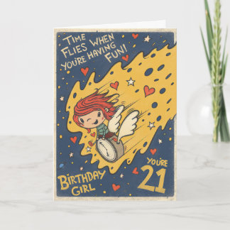 Retro style 21st Birthday Card For Her
