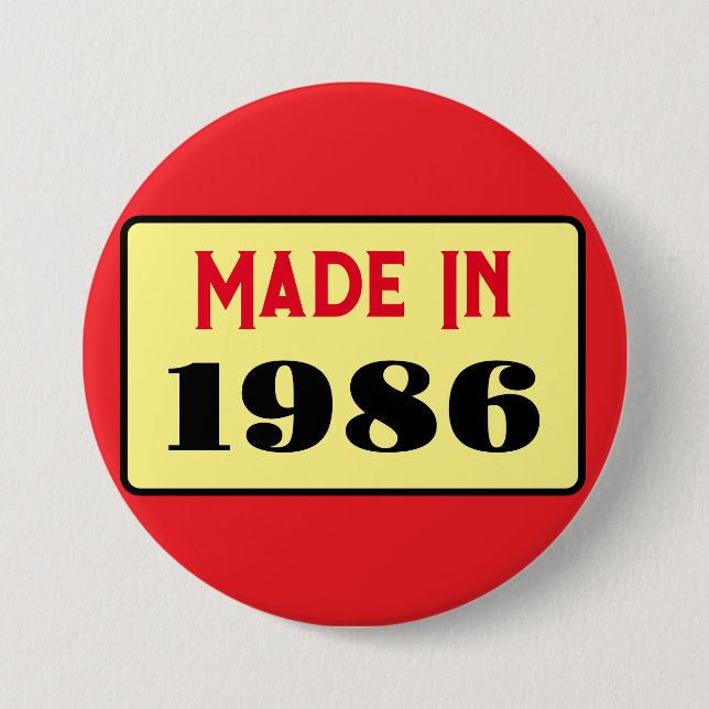 Retro style 40th birthday badge 1986 button (Front)