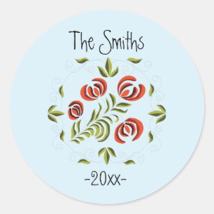 Retro Style Abstract Christmas Design Classic Round Sticker