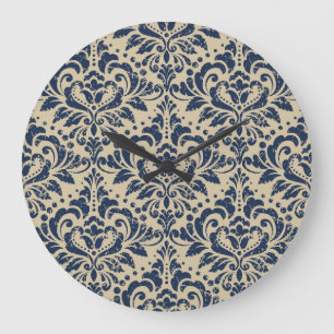 Retro Style: Abstract Floral Seamless Large Clock
