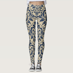 Retro Style: Abstract Floral Seamless Leggings