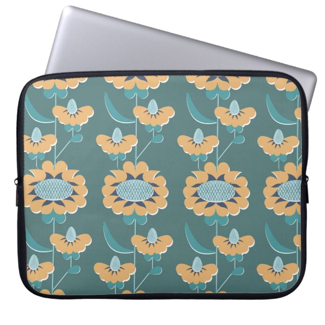 retro style abstract floral seamless pattern. flow laptop sleeve (Front)