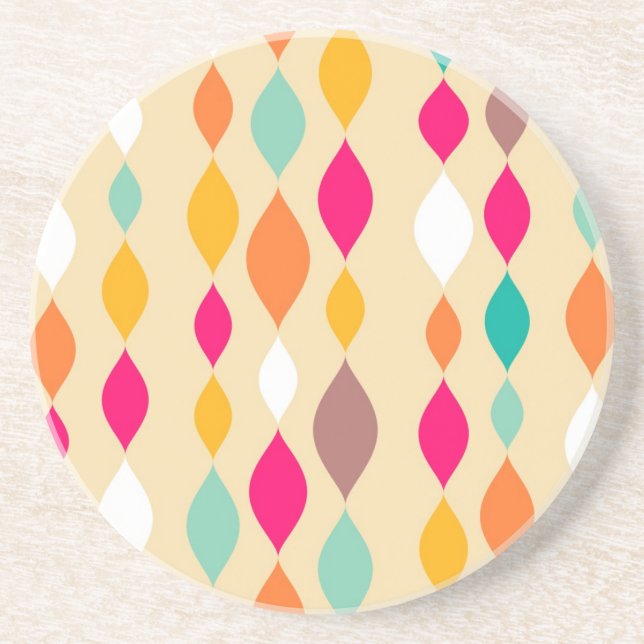 Retro style abstract pattern coaster (Front)