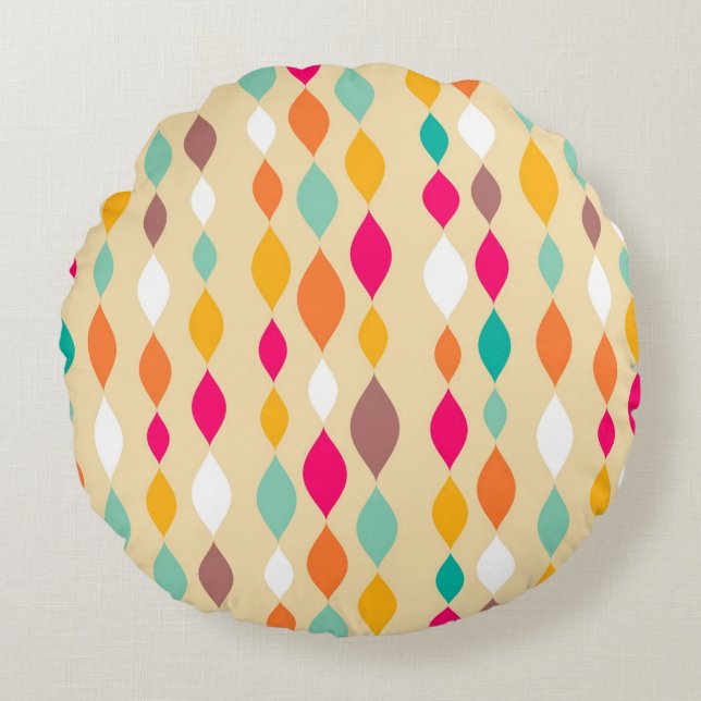 Retro style abstract pattern round cushion (Front)