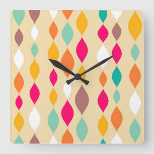 Retro style abstract pattern square wall clock