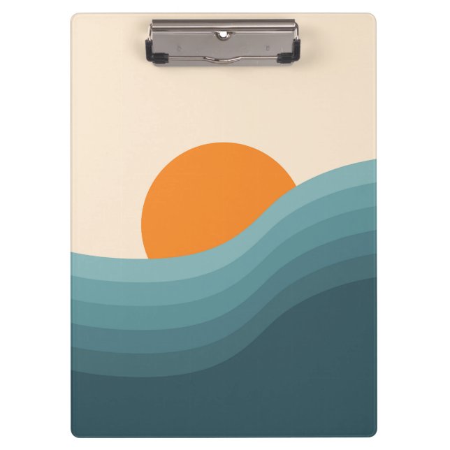 Retro style abstract sunset landscape clipboard (Front)