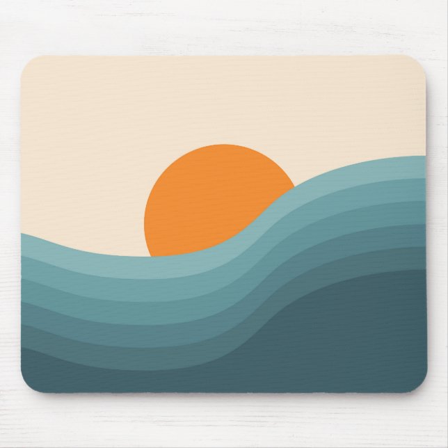 Retro style abstract sunset landscape mouse pad (Front)