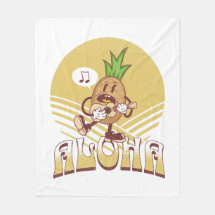 Retro style "Aloha" text design Fleece Blanket