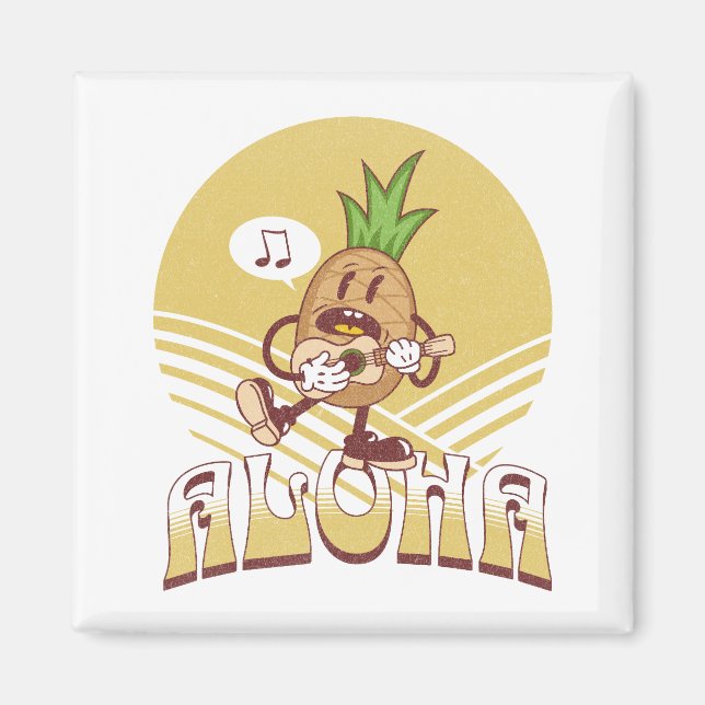 Retro style "Aloha" text design  Magnet (Front)