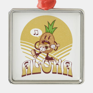 Retro style "Aloha" text design  Metal Tree Decoration