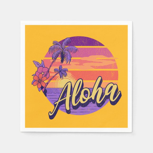 Retro style "Aloha" text design Napkin (Front)