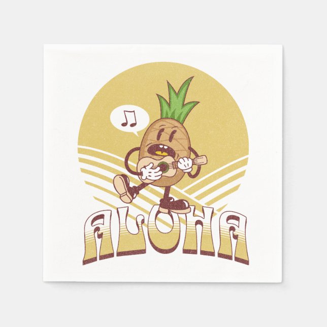 Retro style "Aloha" text design  Napkin (Front)
